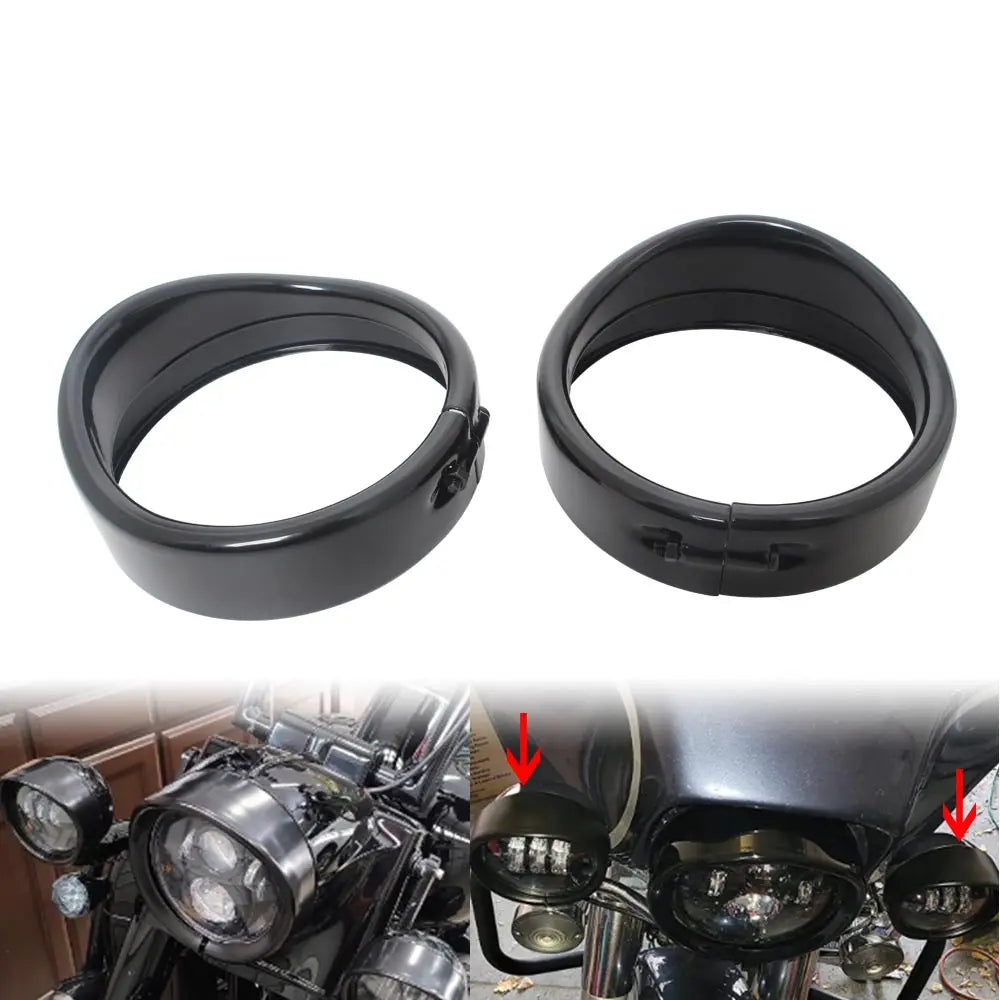 For Harley Touring Street Electra Glide Road King Motorcycle Accessories 4.5 inch LED Auxiliary Light Fog Lamp Visor Trim Ring