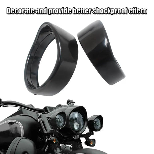 For Harley Touring Street Electra Glide Road King Motorcycle Accessories 4.5 inch LED Auxiliary Light Fog Lamp Visor Trim Ring
