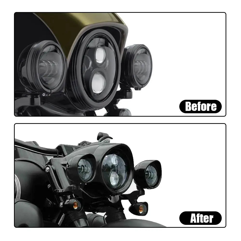For Harley Touring Street Electra Glide Road King Motorcycle Accessories 4.5 inch LED Auxiliary Light Fog Lamp Visor Trim Ring